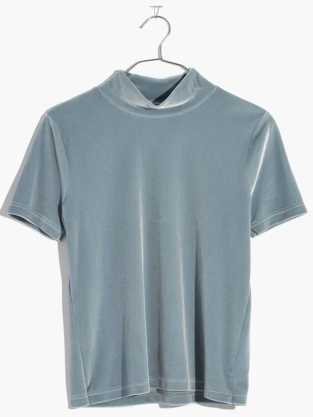 Madewell Mock Neck Blue Velvet Tee (Small)